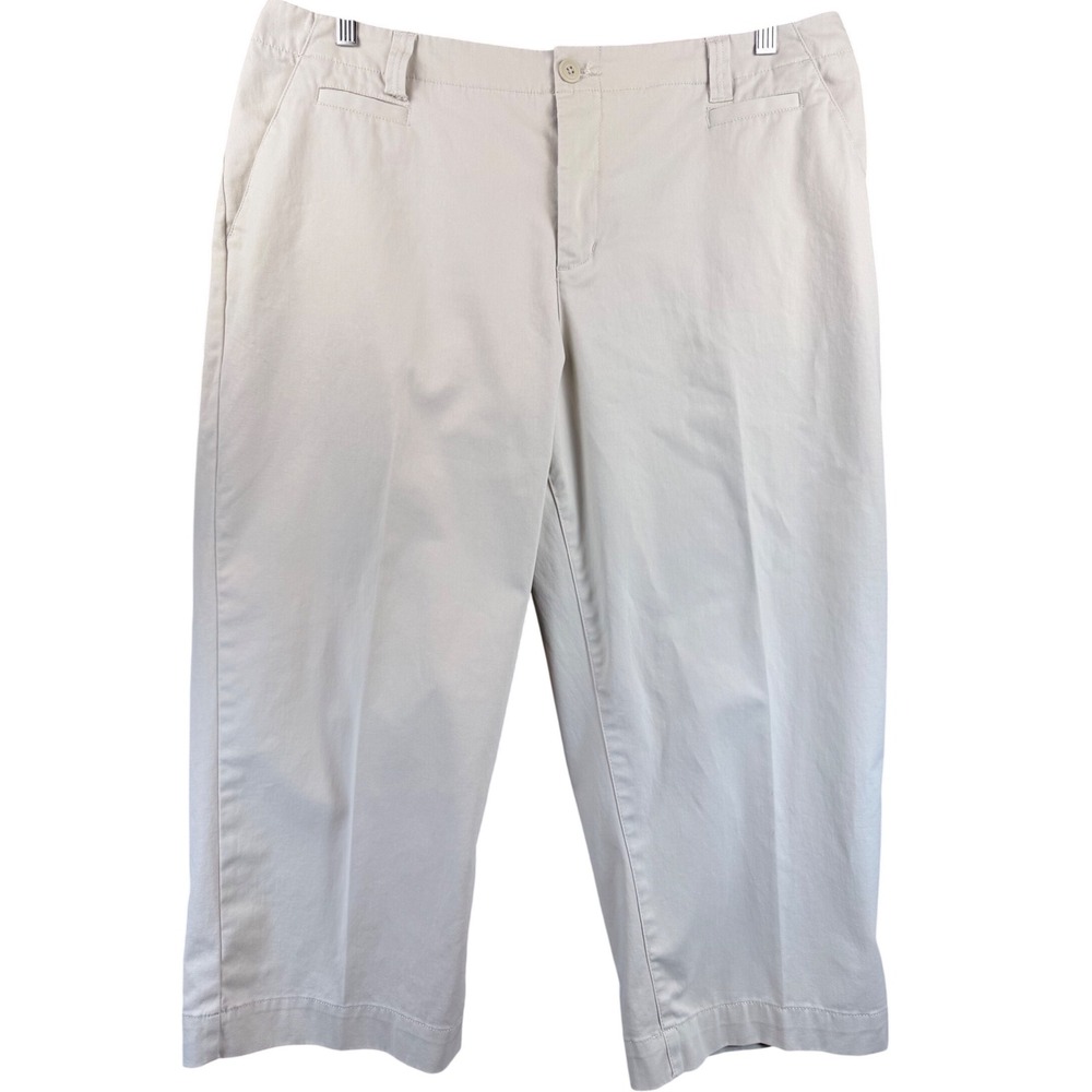 Cherokee Womens Khaki Capri Pants Size 18 Beige Stretch Cotton Cropped Trousers